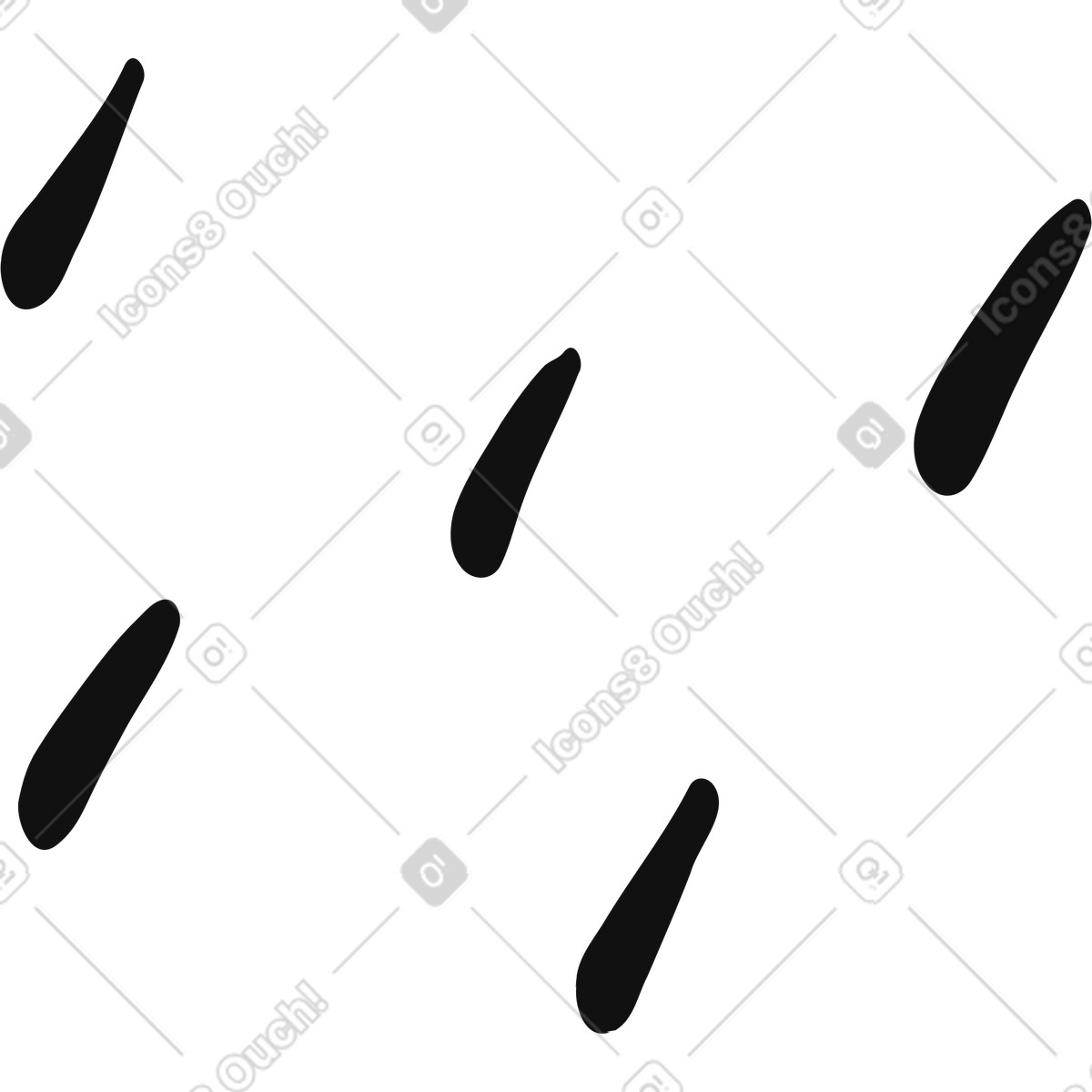 Ilustración Raindrops falling diagonally minimal black droplet shapes pattern en estilo Organic a descargar en PNG y SVG