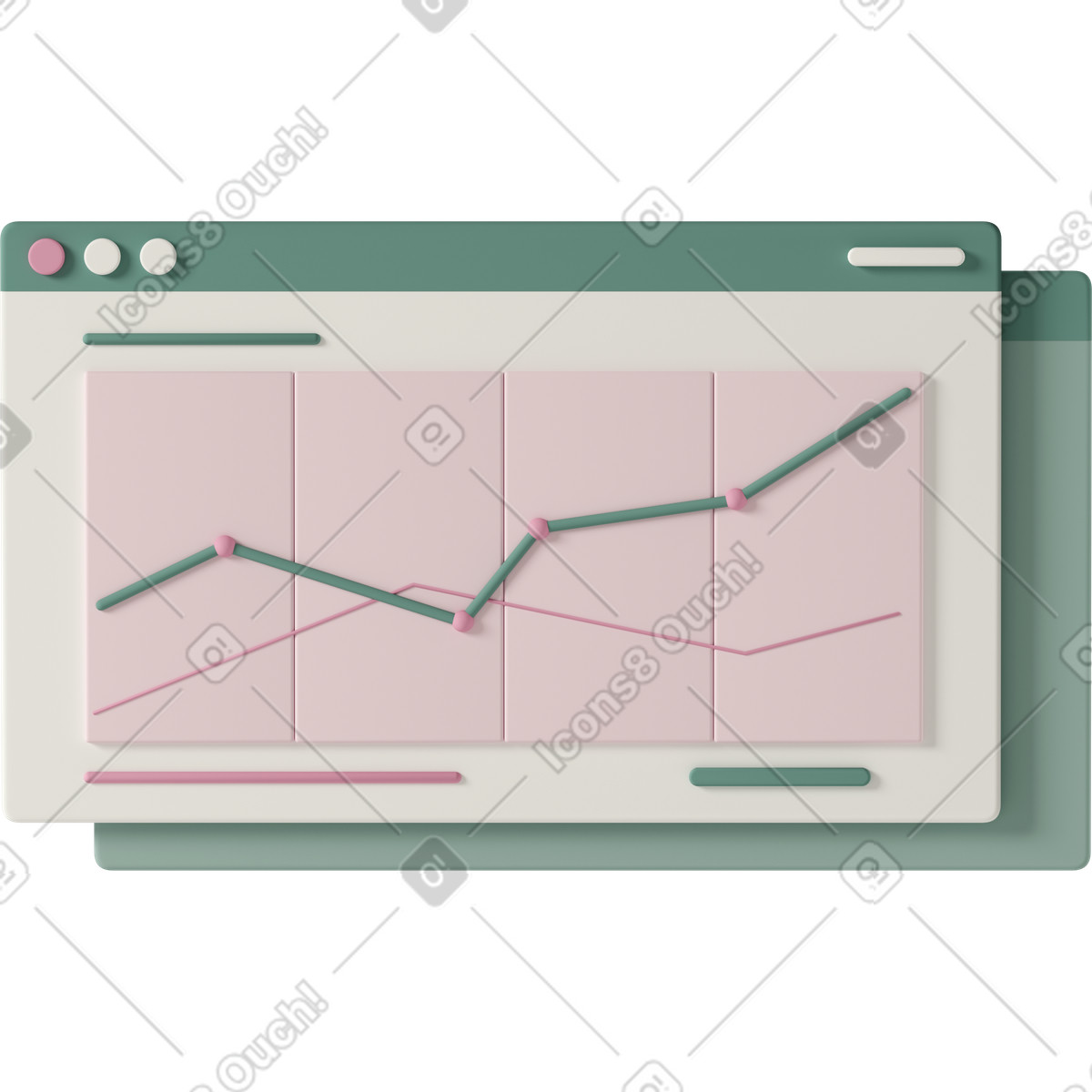 3D Casual life 스타일의 Line graph 일러스트레이션 PNG, SVG 다운로드