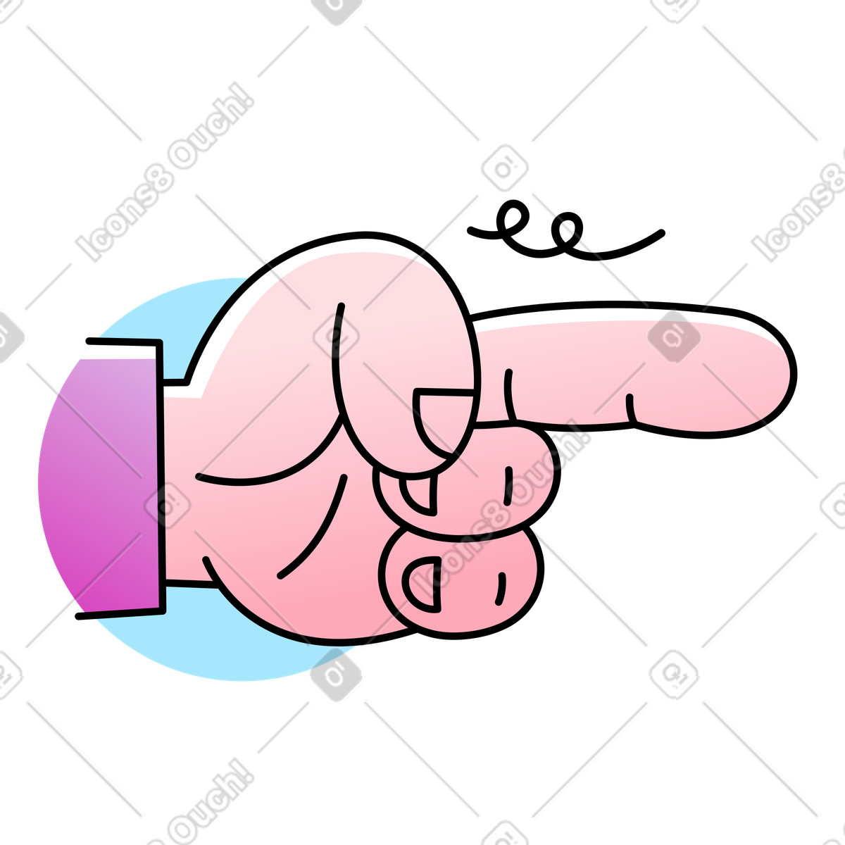 Illustration Doigt pointé vers la droite dans le style Pocus à télécharger aux formats PNG, SVG