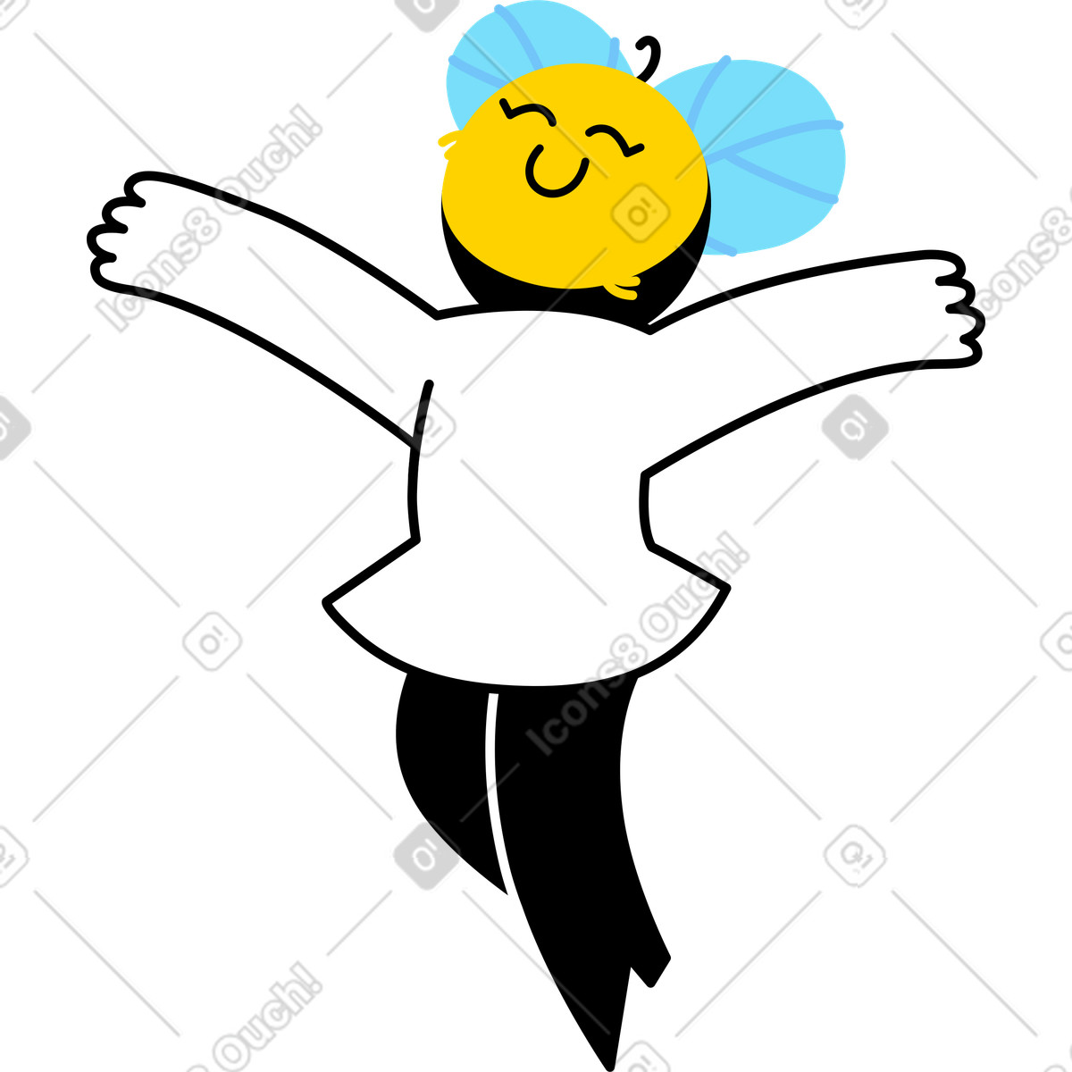 Ilustración Personaje alegre en pose edificante estilo Giggle a descargar PNG y SVG
