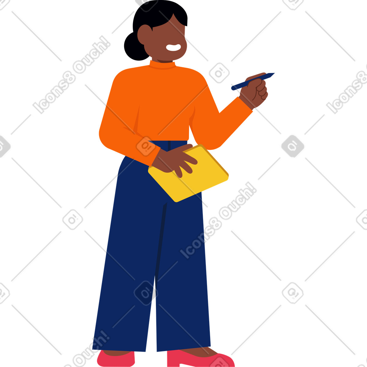 Catchy スタイルの 若い女性が書いている のイラストをPNG、SVG形式でダウンロード