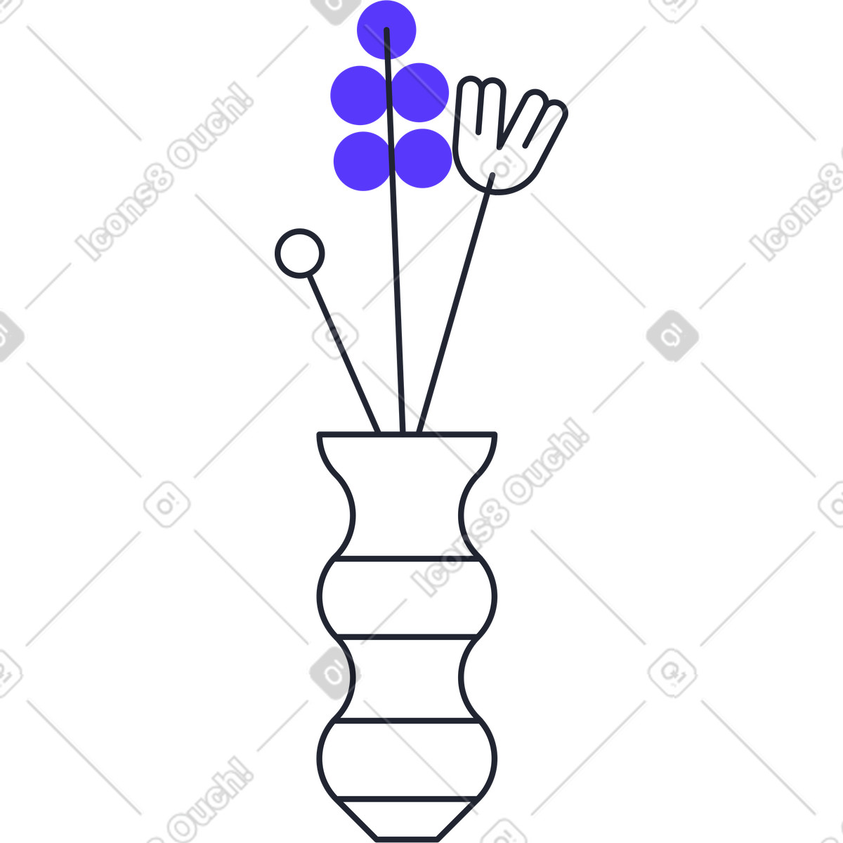 下载 Pablita 风格的 花瓶里的花 插画，支持 PNG、SVG 格式