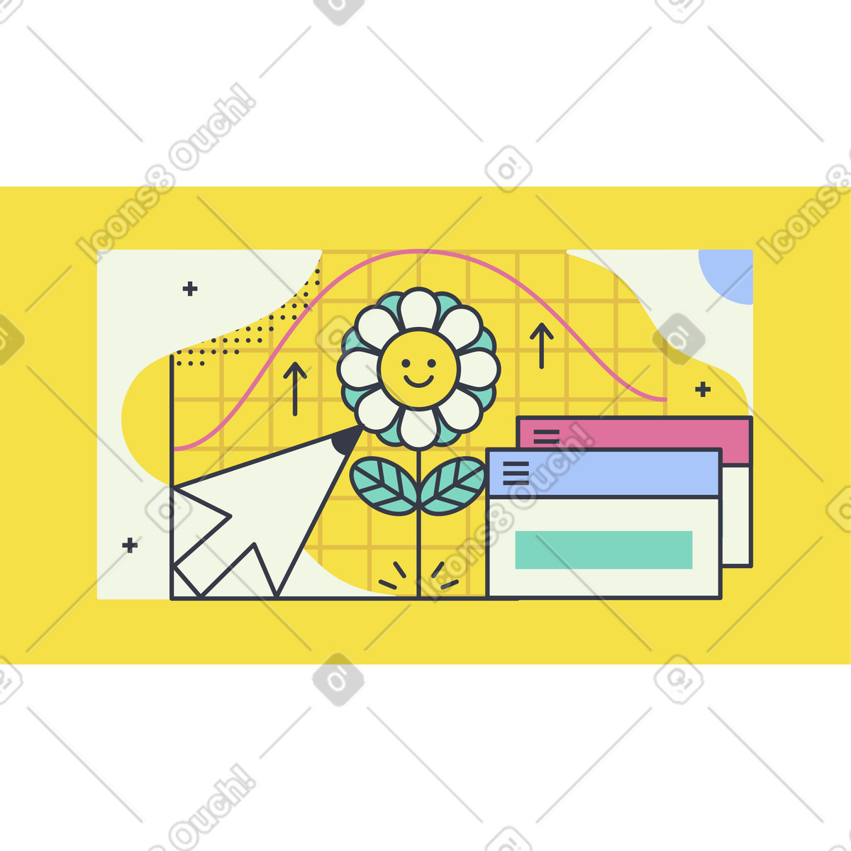 Growth animated illustration in GIF, Lottie (JSON), AE