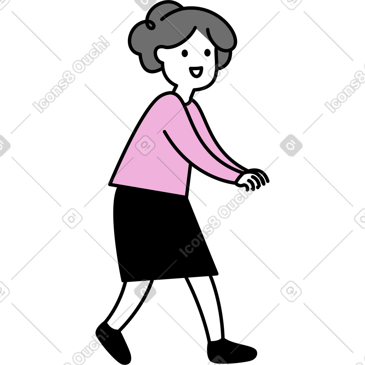Donna che cammina con qualcosa in mano illustrazione stile Mochi scarica PNG, SVG