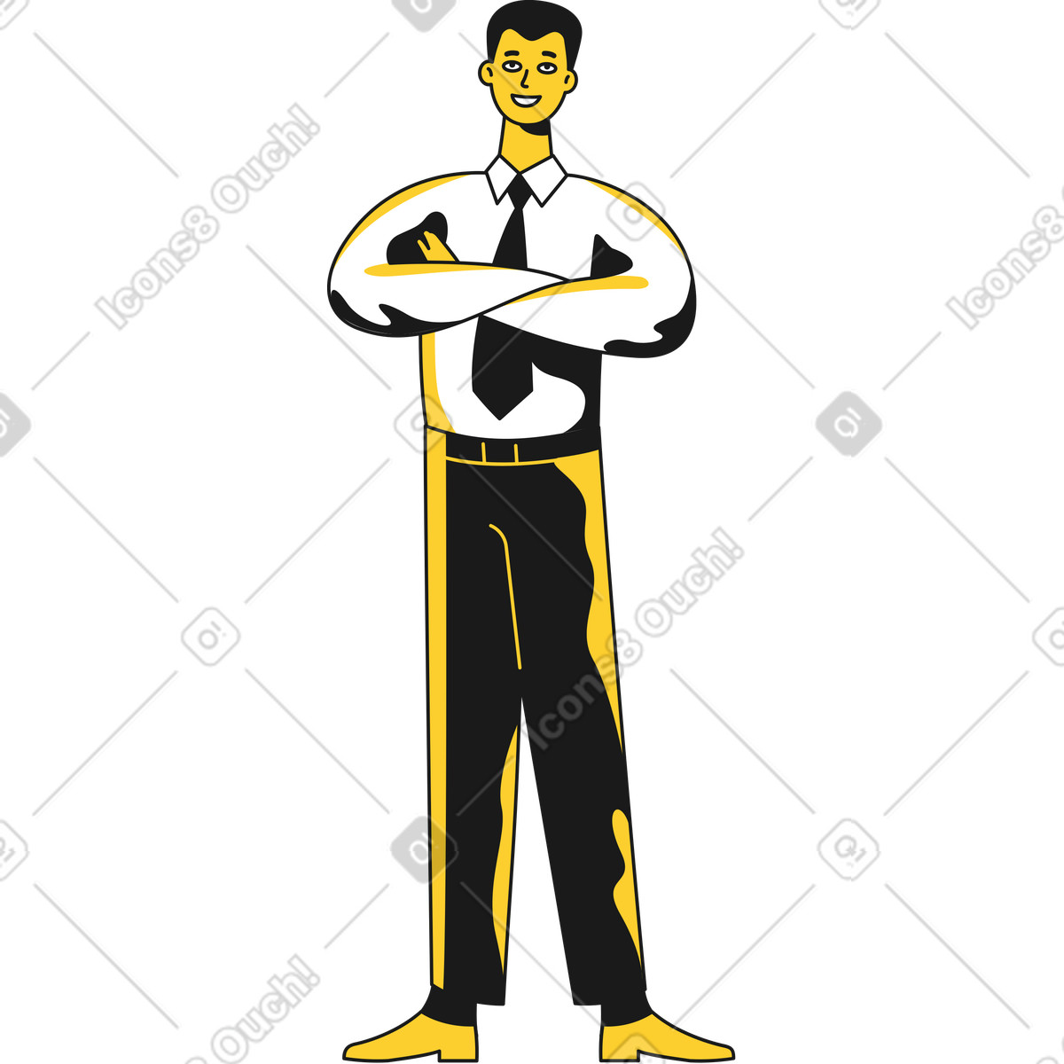 下载 Taxi 风格的 Standing businessman with crossed arms 插画，支持 PNG、SVG 格式