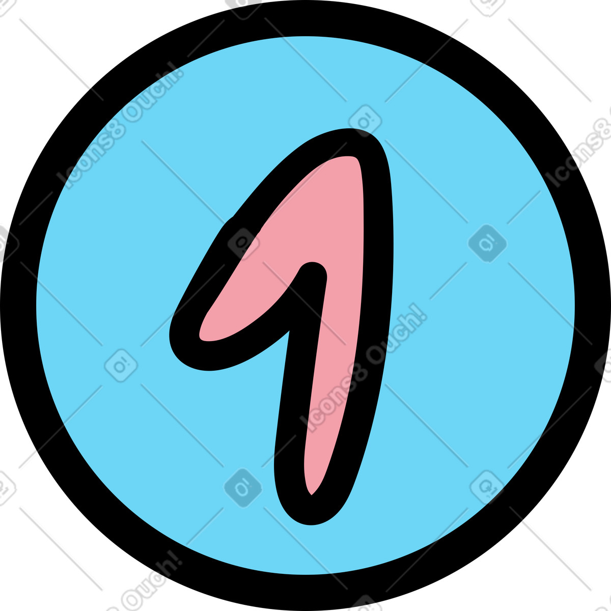 Blue circle with number one illustration in Wiggle style download in PNG, SVG