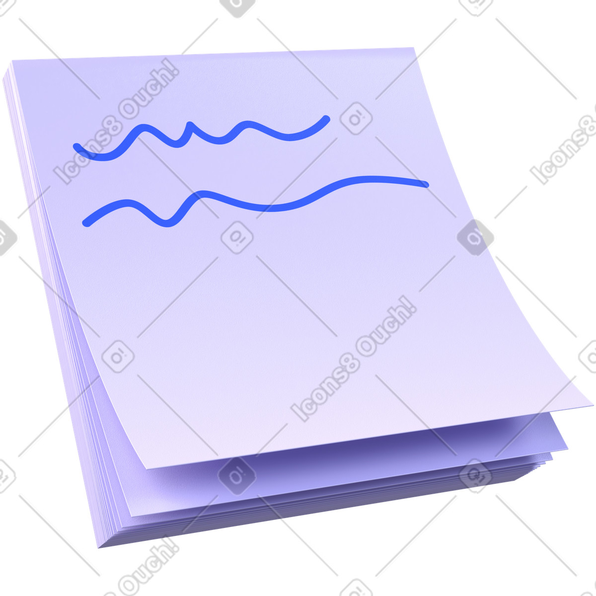 Carta per blocco note, foglio scrivere, cancelleria ufficio illustrazione in stile 3D Boost scarica in PNG, SVG
