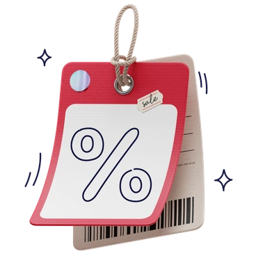 A sale tag with a percentage symbol - 3D Surfaced style illustration