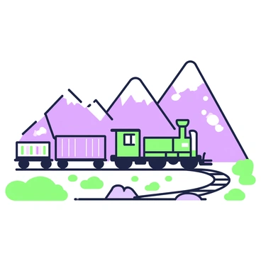 A freight train carrying colorful cargo containers through a mountain range