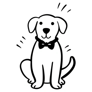 A dog with a well-groomed coat is wearing a fancy bow tie, positioned prominently around its neck. The dog is sitting upright, exuding an air of elegance. The background features a subtle pattern that enhances the sophisticated atmosphere without drawing attention away from the dog. The overall composition emphasizes the dog’s poised demeanor and stylish accessory.