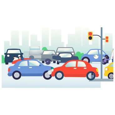 A fender bender between two cars in a congested traffic jam