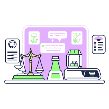 A display of various historical and modern analytical balances in a museum setting