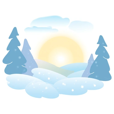 A winter sunrise is casting "golden light" over a "snowy landscape". The ground is covered in a thick layer of "sparkling frost". Soft, pastel hues blend in the sky, transitioning from deep blue to warm shades of gold. In the foreground, "snow-covered trees" stand tall, their branches heavy with frost. The light highlights the contours of the landscape, creating gentle shadows against the smooth, white ground. In the distance, "rolling hills" are visible, softly illuminated by the sunrise.