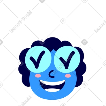 Head with ticks in the eyes animated illustration in GIF, Lottie (JSON), AE