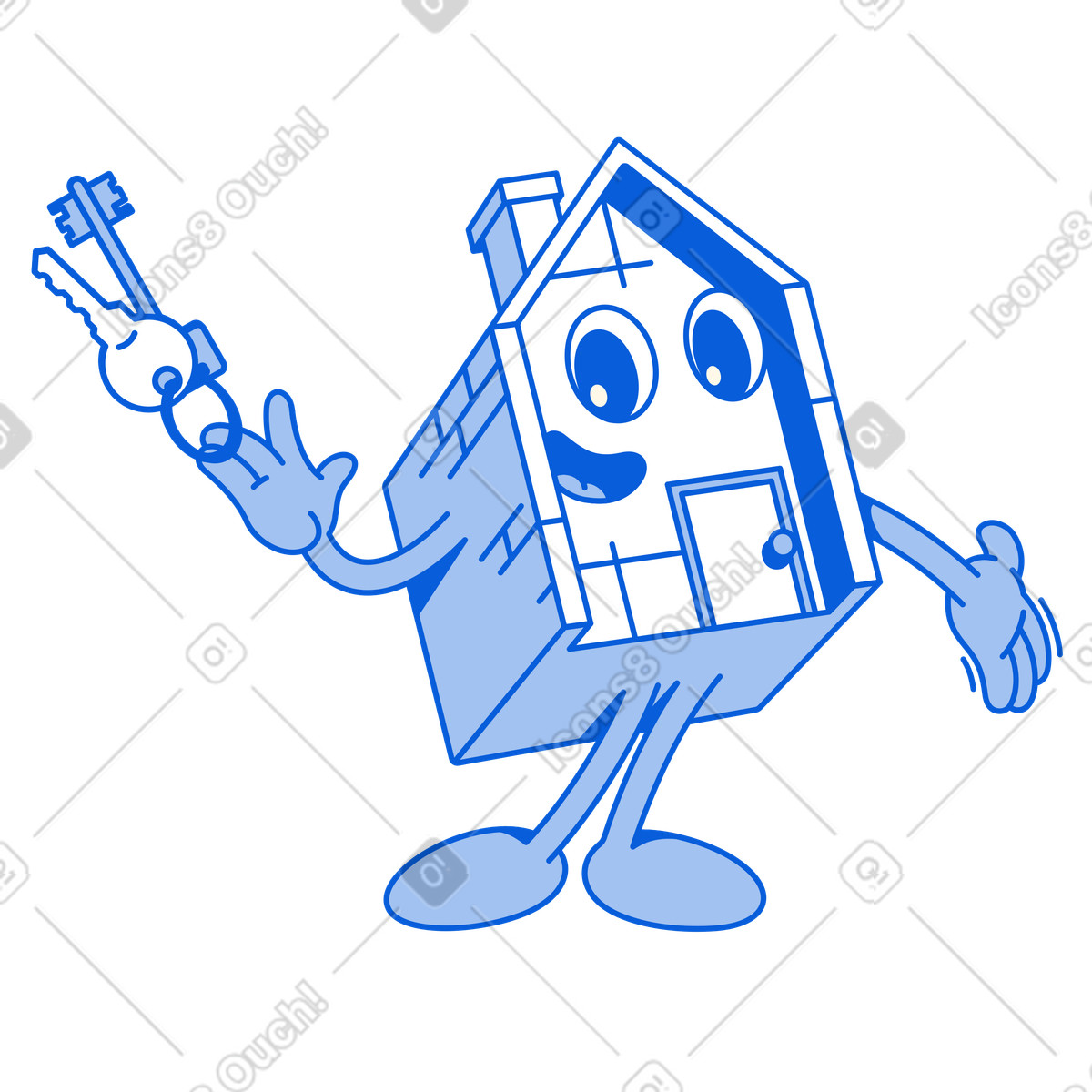Handy Line スタイルの Real estate ownership with friendly property mascot のイラストをPNG、SVG形式でダウンロード