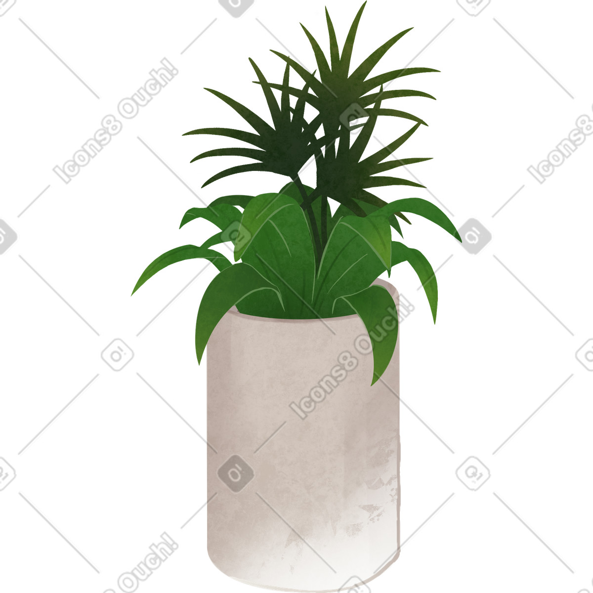 Plant in concrete vase illustrazione stile Lifestyle scarica PNG, SVG