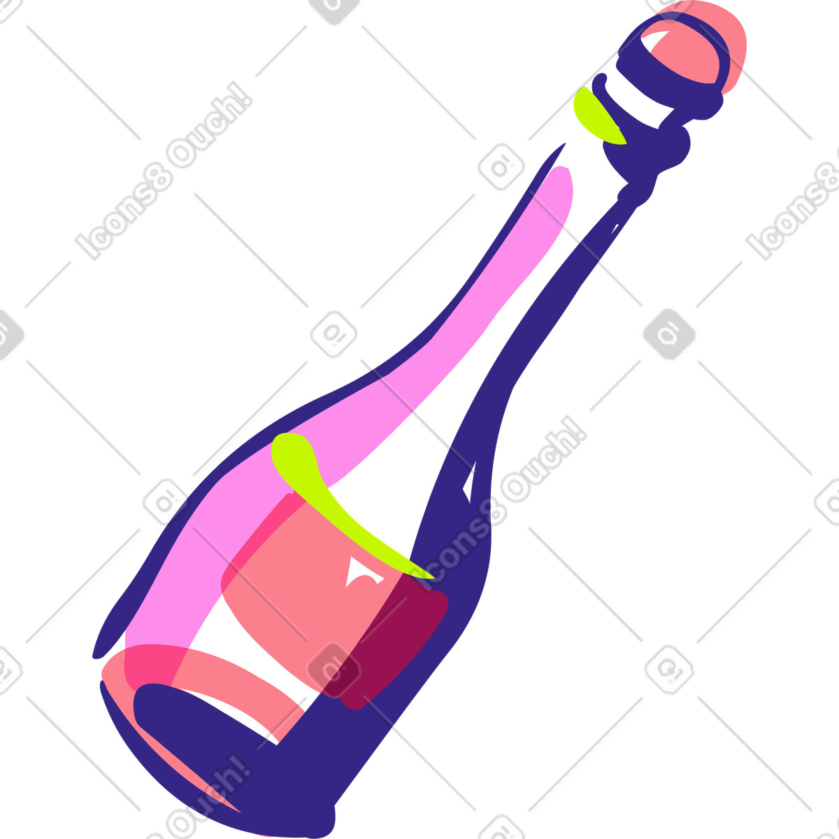 Иллюстрация Bottle of champagne в стиле Glam — скачать в форматах PNG, SVG