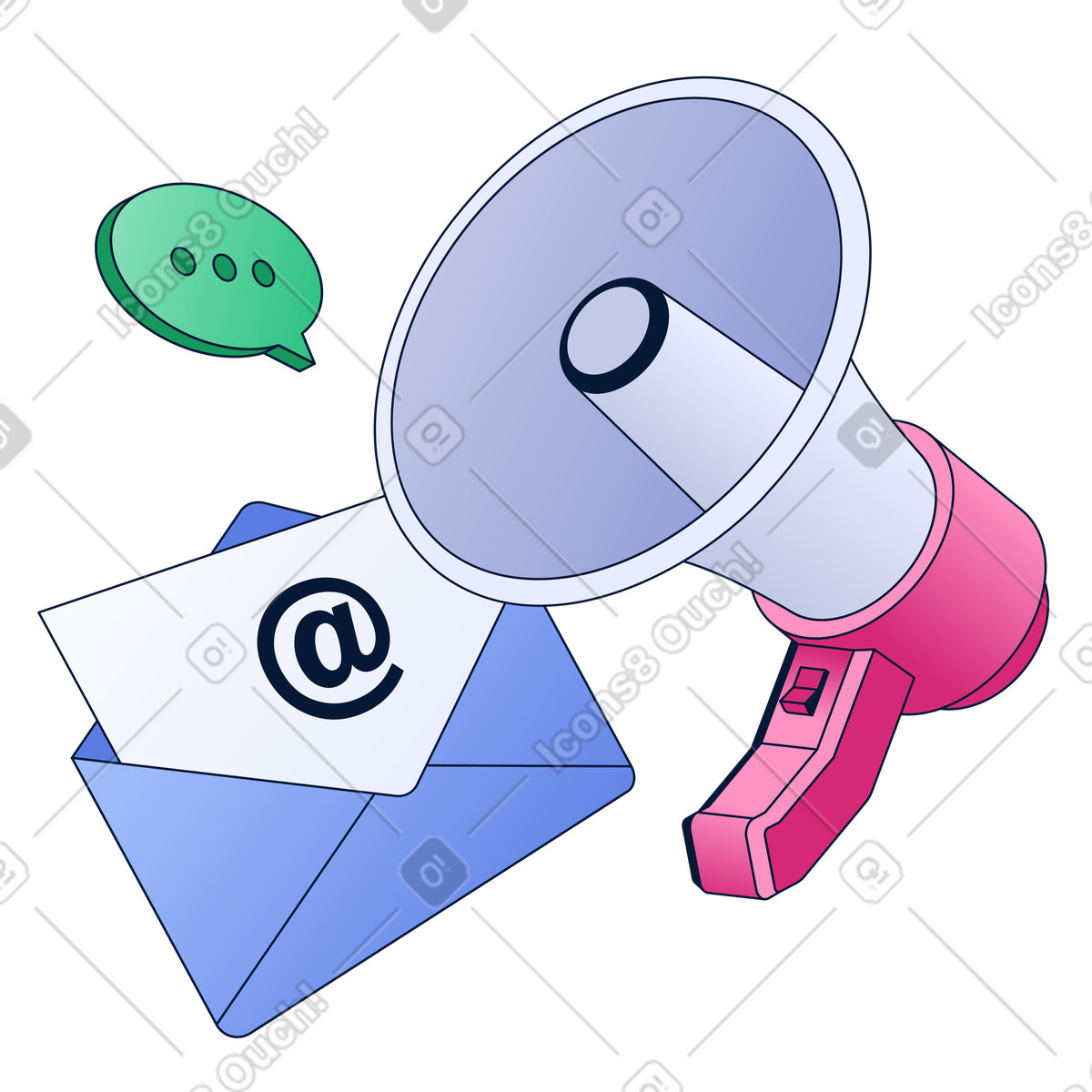 Megaphone and email, Business Email Campaign Management illustration in PNG, SVG