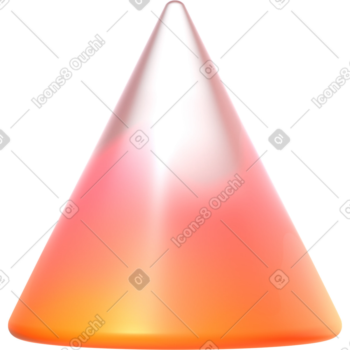Cono gradiente illustrazione in stile 3D Glassy scarica in PNG, SVG