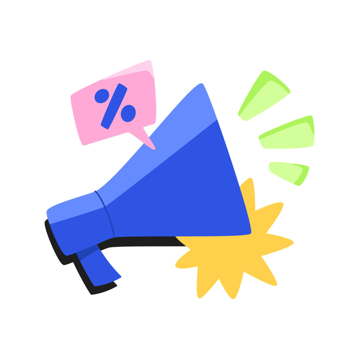 下载 Bouncy 风格的 Megaphone announcing promotions and discounts 插画，支持 PNG、SVG 格式