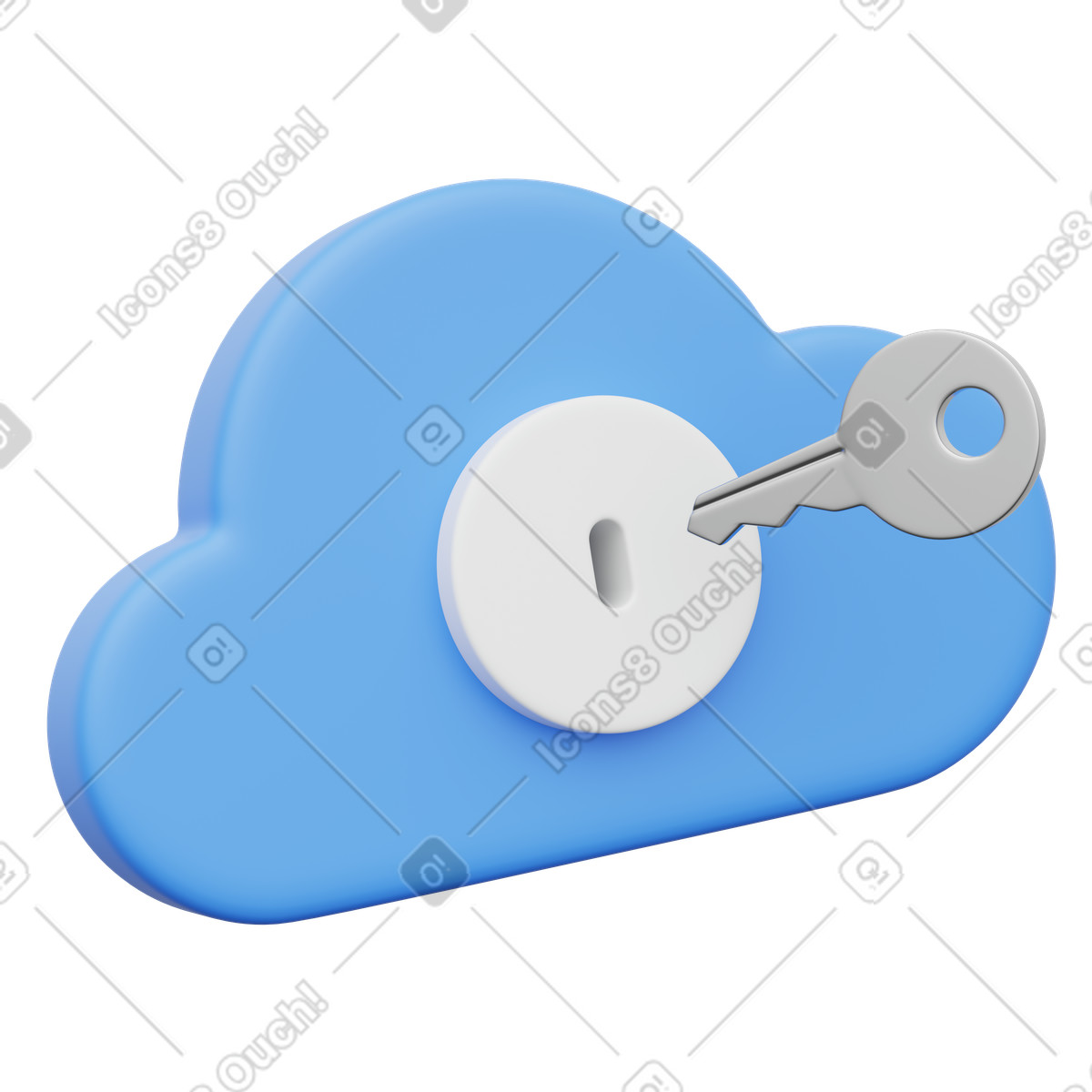 Data protection with key and cloud for secure backup-Illustration im 3D Playful-Stil als Download in PNG, SVG