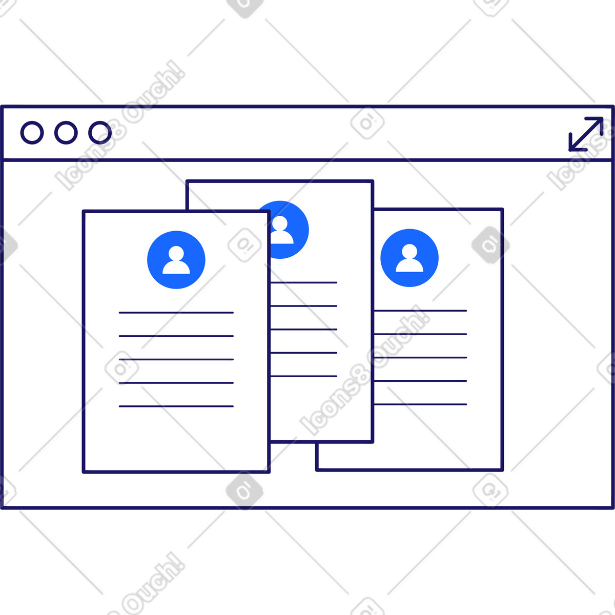 Le persone riprendono il browser delle carte illustrazione in stile Matey scarica in PNG, SVG