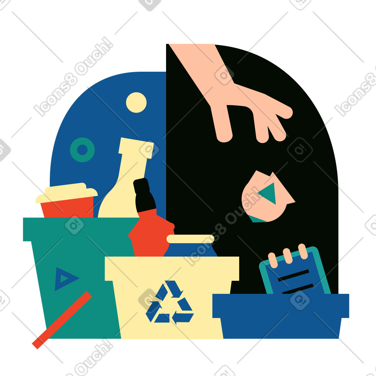 Illustration Tri des ordures dans le style Polar à télécharger aux formats PNG, SVG