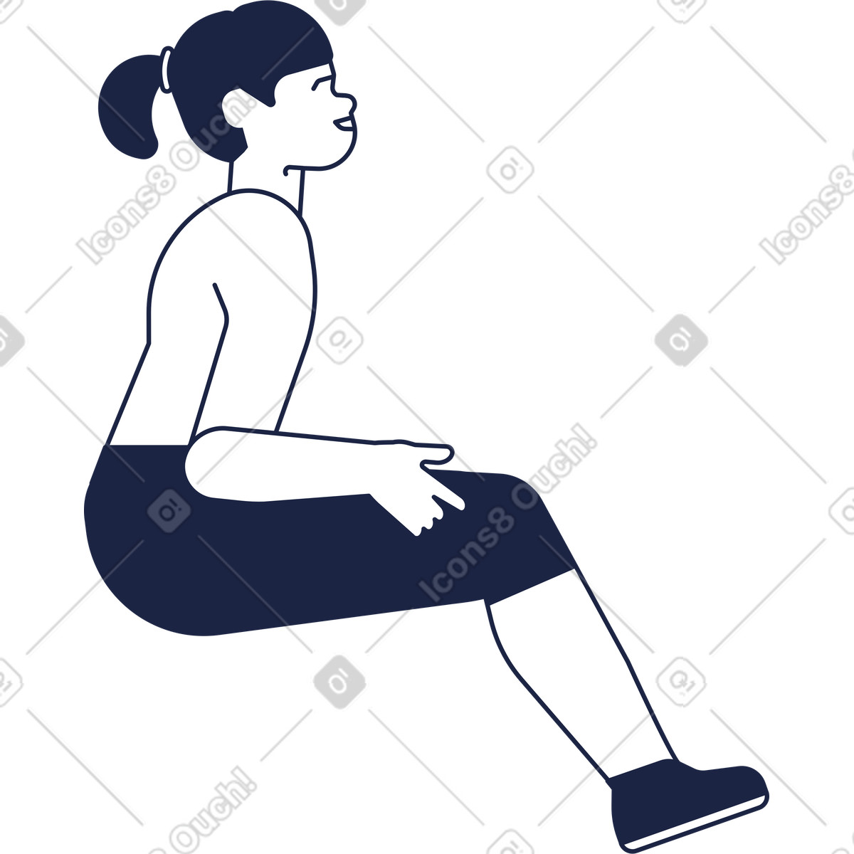 Sitting girl-Illustration im Urban Line-Stil als Download in PNG, SVG