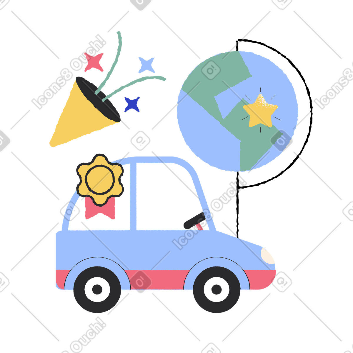 Winner of international races illustration in Pablo style download in PNG, SVG