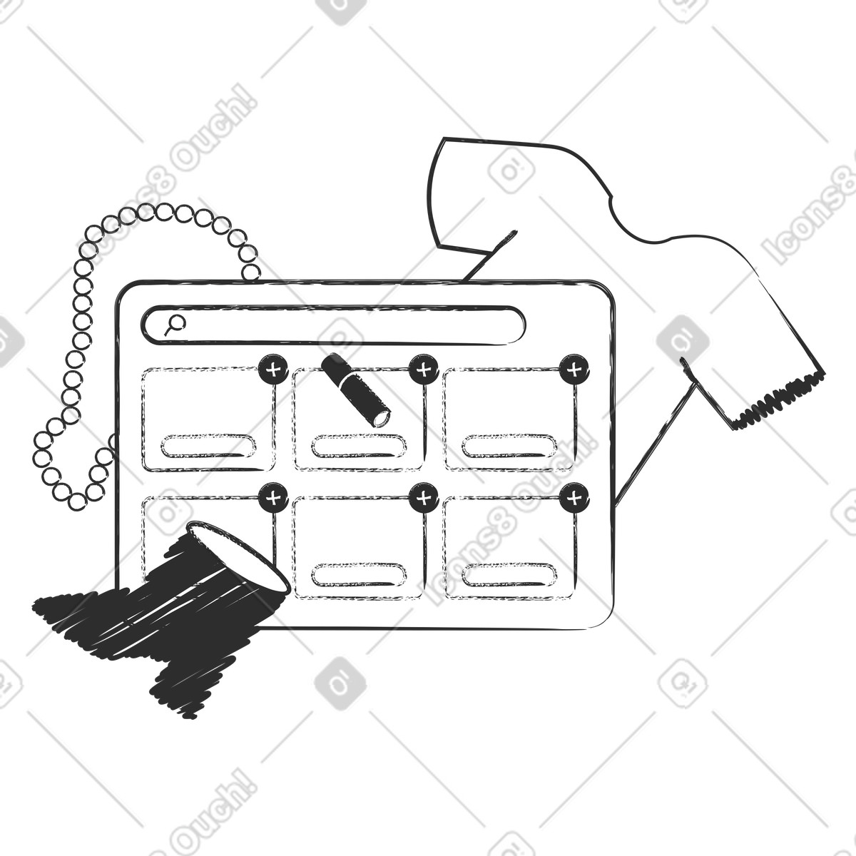 Online shopping interface with item catalog, Selecting products in the store-Illustration im Graphite-Stil als Download PNG, SVG
