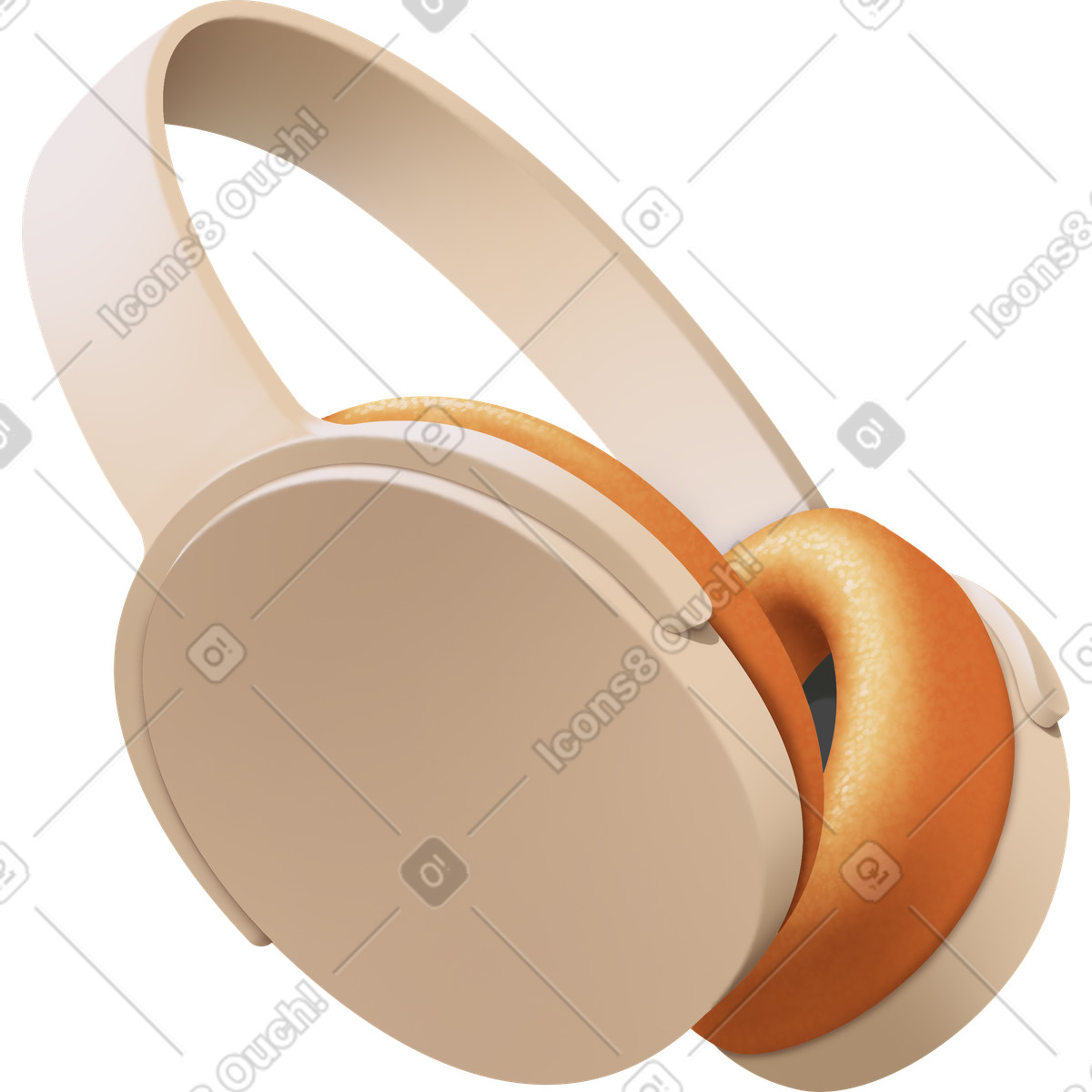 Beige headphones illustration in Props style download in PNG, SVG