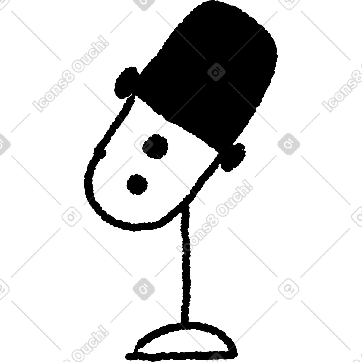 Microphone doodle on stand for podcast recording and streaming sessions-Illustration im Black Chalk-Stil als Download in PNG, SVG