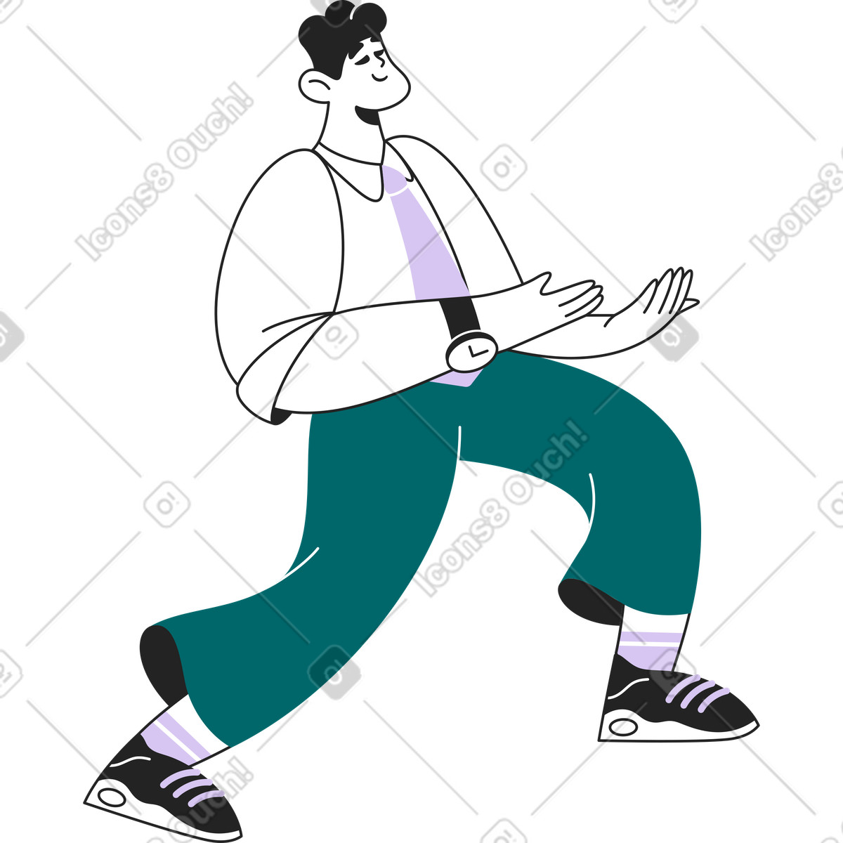 Ilustración Hombre caminando sosteniendo algo en estilo Sammy Line a descargar en PNG y SVG