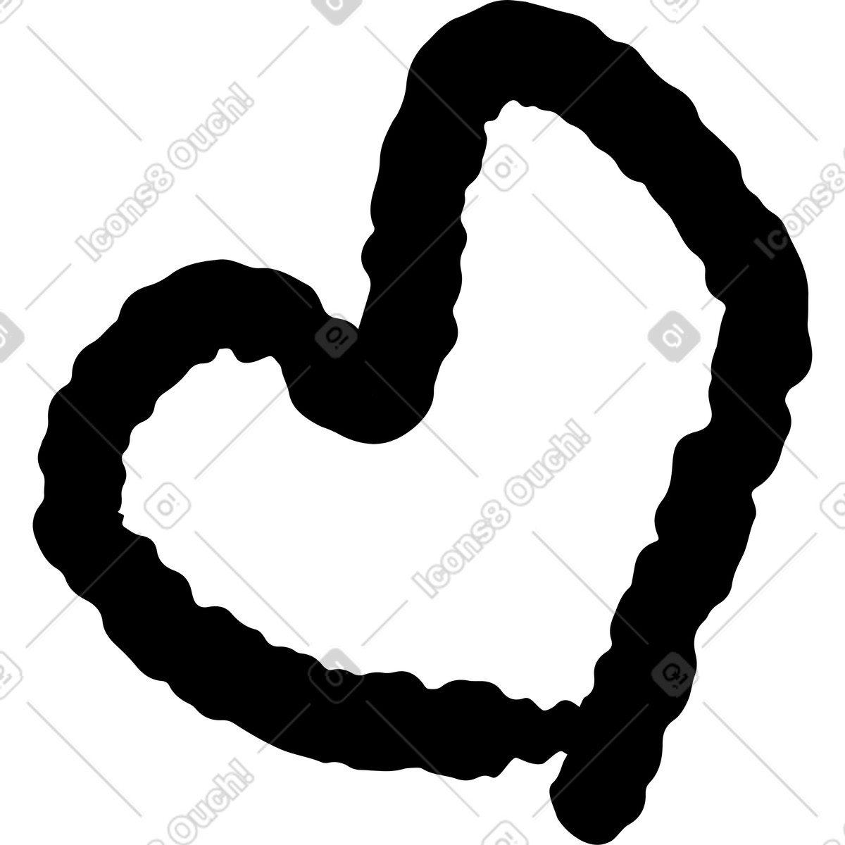 Heart outline with thick wavy border romantic love symbol shape-Illustration im Black Chalk-Stil als Download in PNG, SVG
