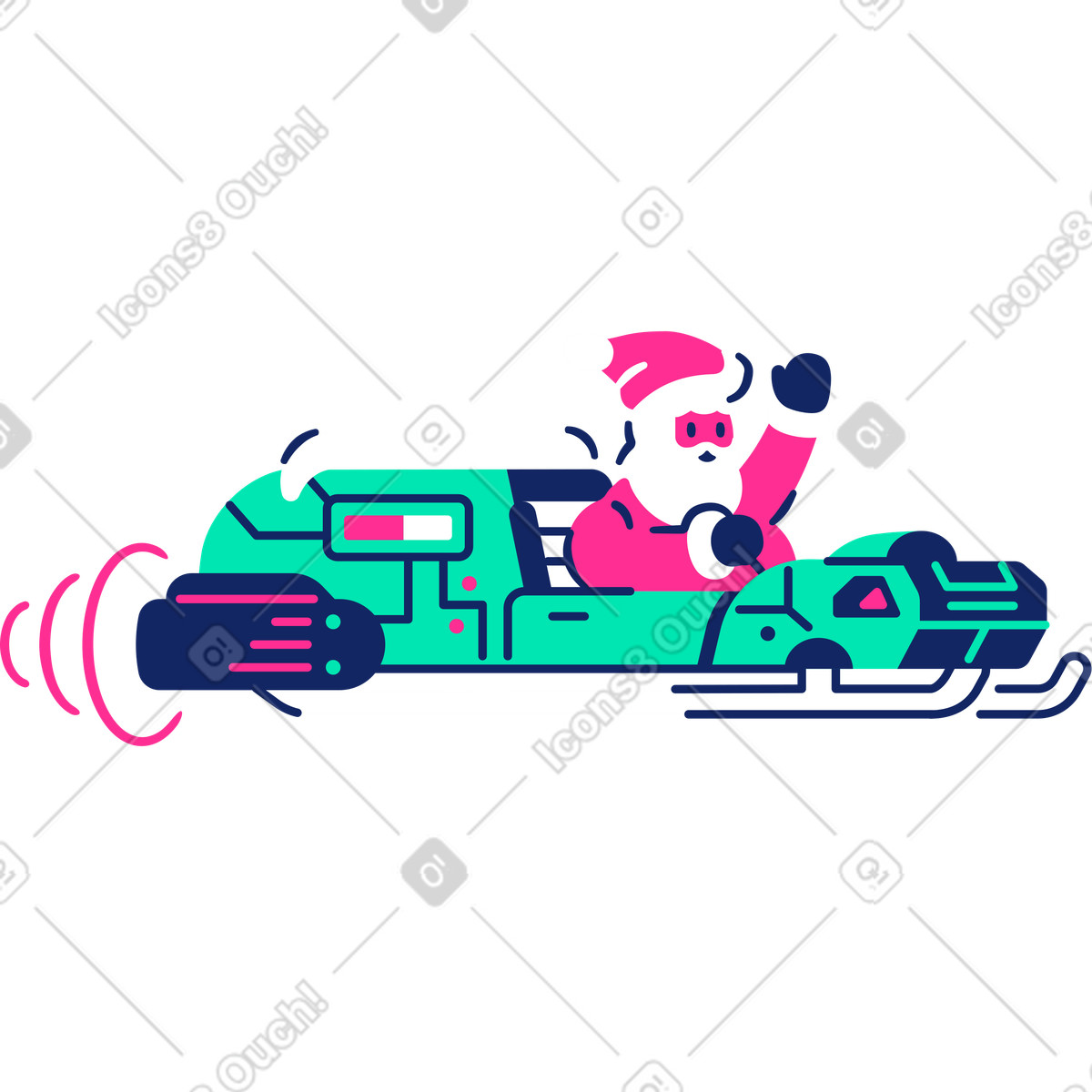 下载 Cyborg 风格的 与圣诞老人雪橇 插画，支持 PNG、SVG 格式