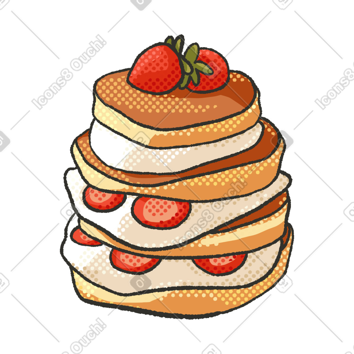 下载 Dots 风格的 Pancakes with strawberry 插画，支持 PNG、SVG 格式