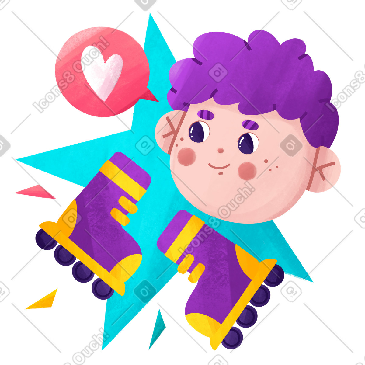 Ilustración Adolescente ama el patinaje sobre ruedas en estilo Bonbon a descargar en PNG y SVG