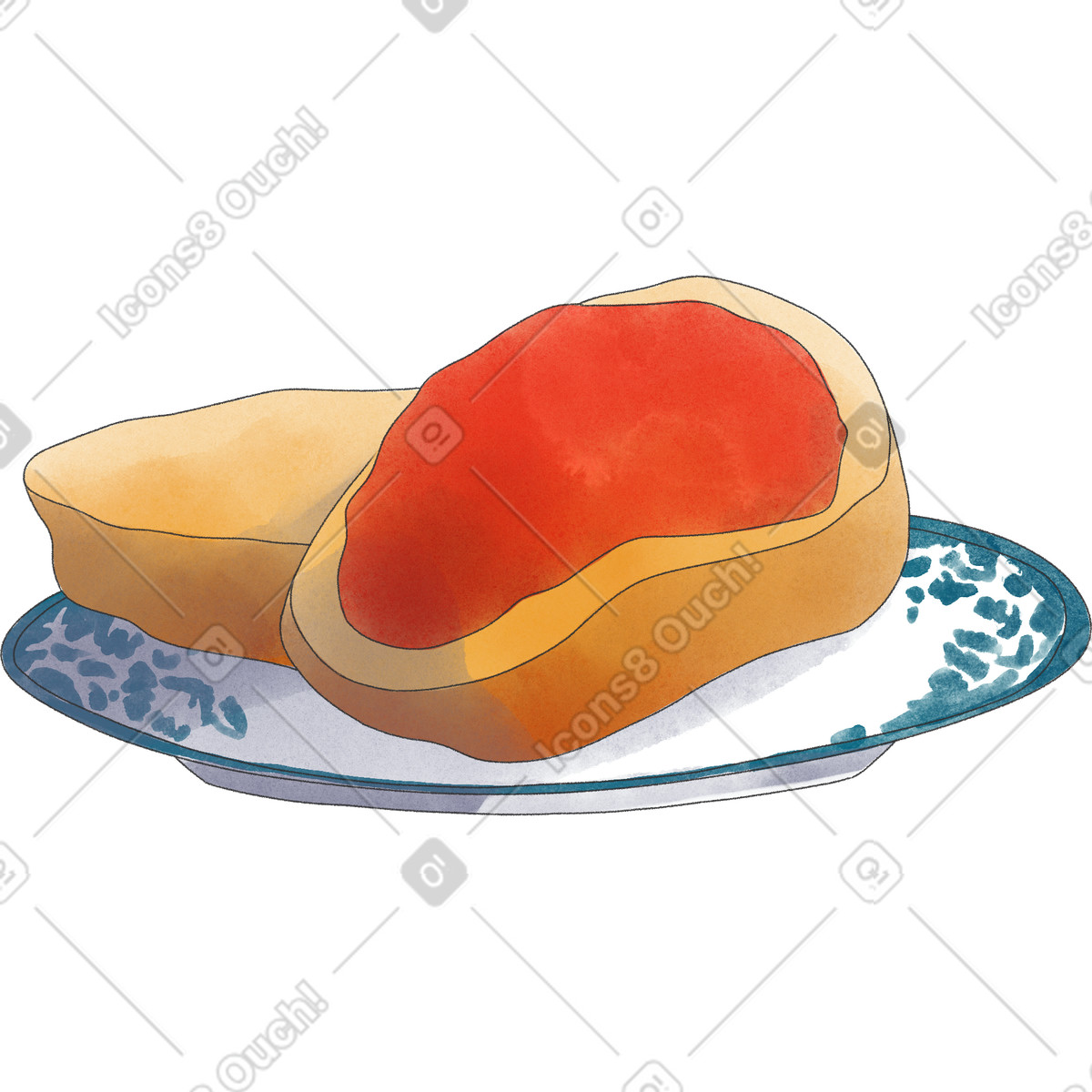 Ilustração de Toast with jam on a plate em no estilo Seasons para baixar em PNG, SVG