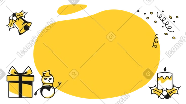 Christmas decorations with jingle bell, snowman and candle PNG, SVG