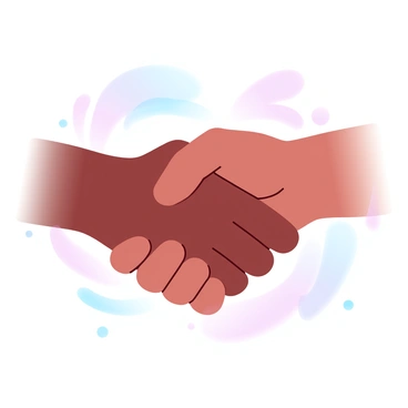 Two hands of different races clasped together in a handshake, symbolizing peace and agreement