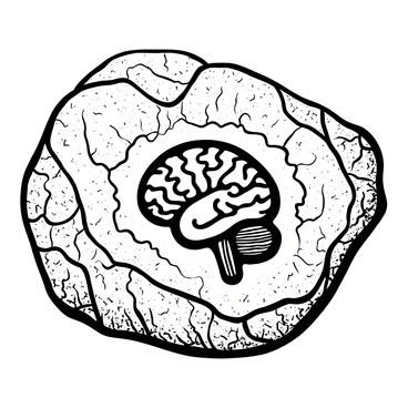 A fossilized imprint of a human brain embedded in ancient rock