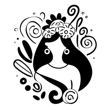 A portrait of a girl wearing "jhumkas" on her ears. She has long flowing hair cascading down her shoulders. Surrounding her, there are swirling "abstract patterns" and shapes, creating a dynamic and vibrant environment. The patterns include various geometric shapes and lines that intertwine around her, enhancing the focus on her figure. The overall composition emphasizes the elegance of the girl and the intricate details of her jewelry.