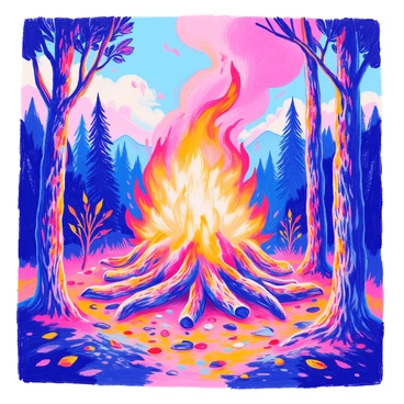 A gnarly fire with towering flames consuming a forest