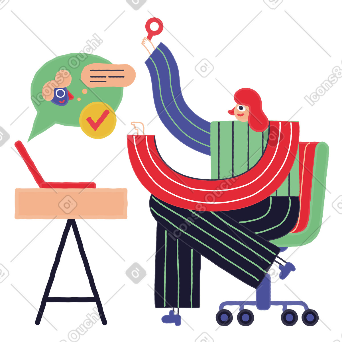 La reclutatrice ha trovato un candidato adatto per posizione vacante illustrazione in stile Stripy scarica in PNG, SVG