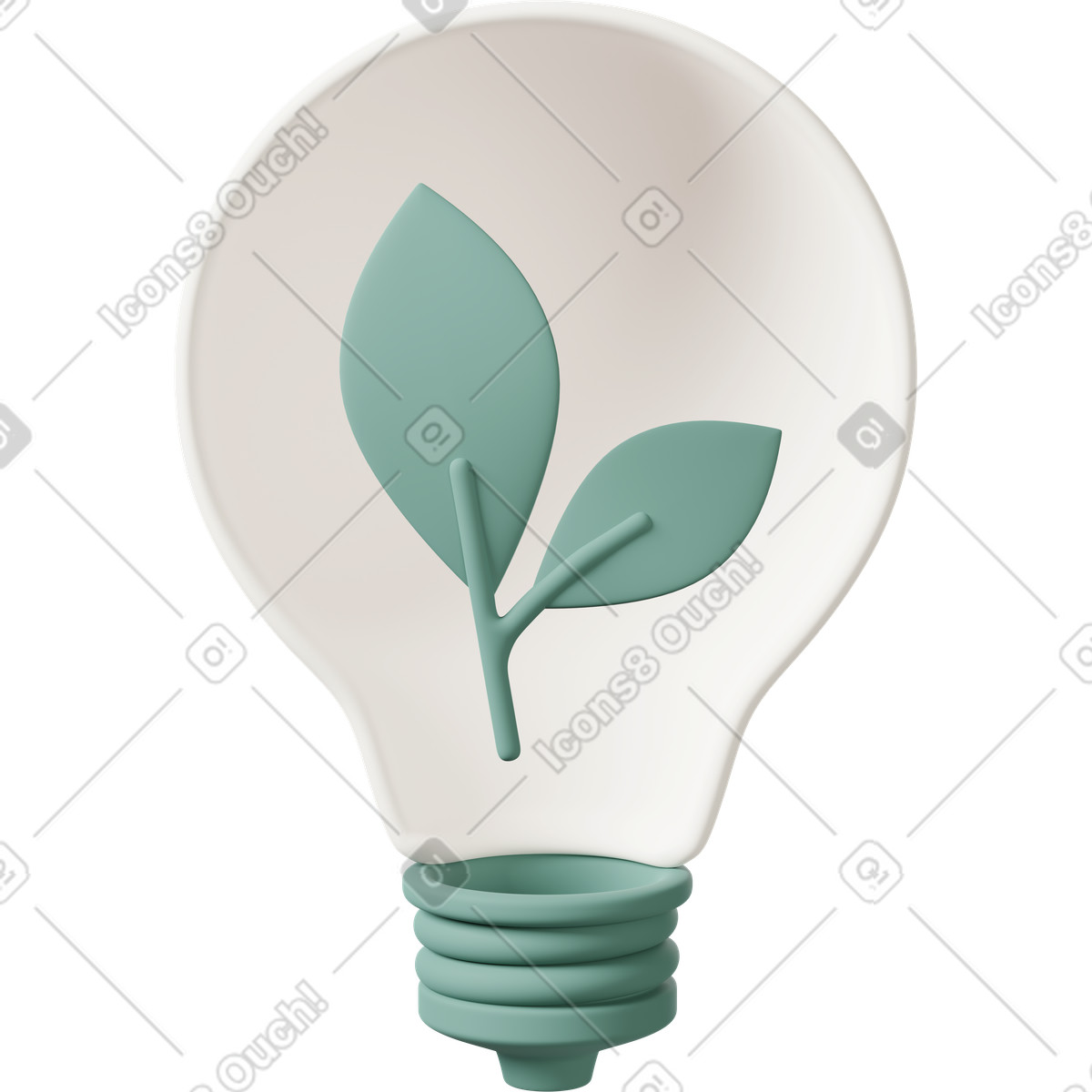 Light bulb with green leaf inside, eco-friendly energy, sustainable power and conservation illustrazione in stile 3D Casual life scarica in PNG, SVG