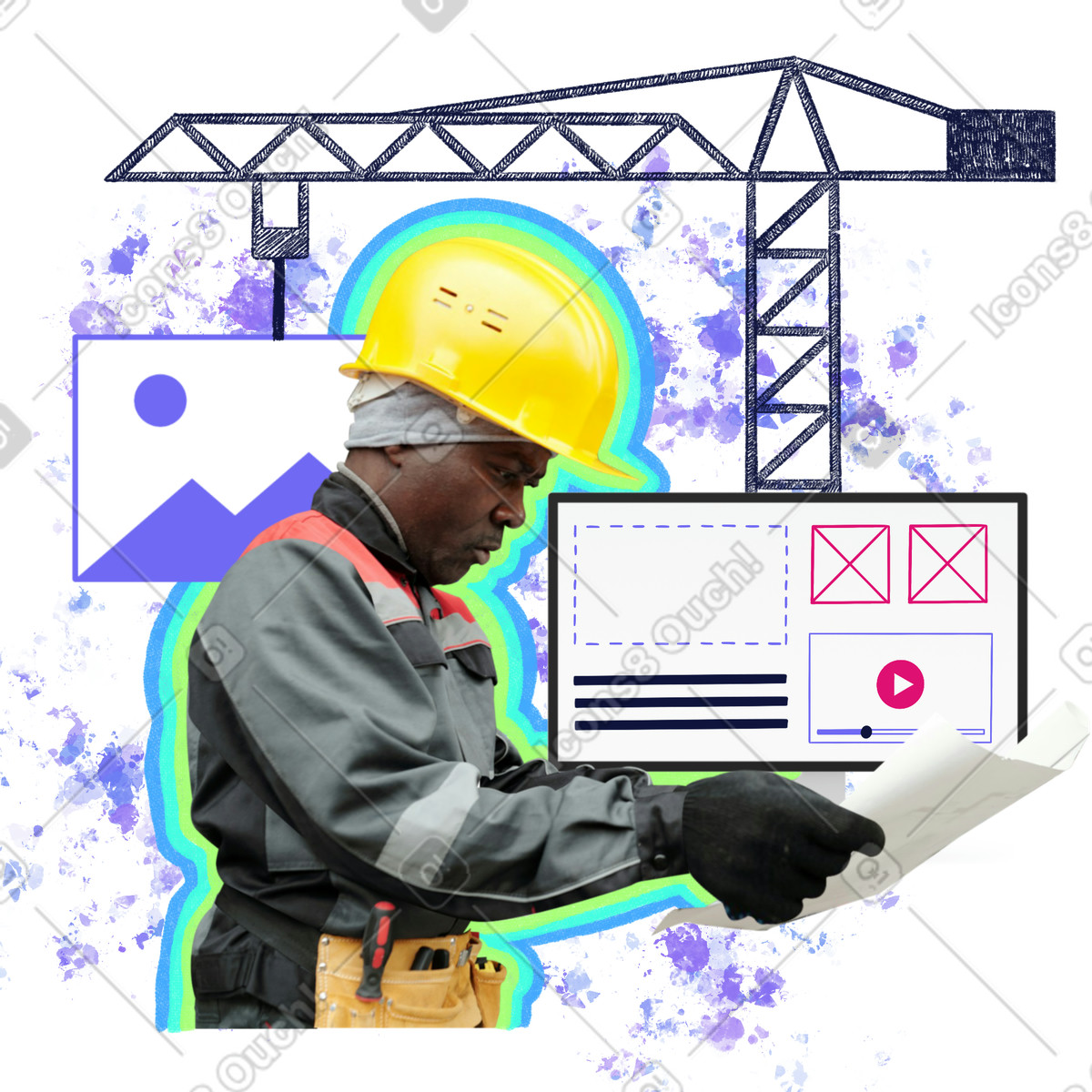Иллюстрация Abstract collage of web design в стиле Energy — скачать в форматах PNG, SVG
