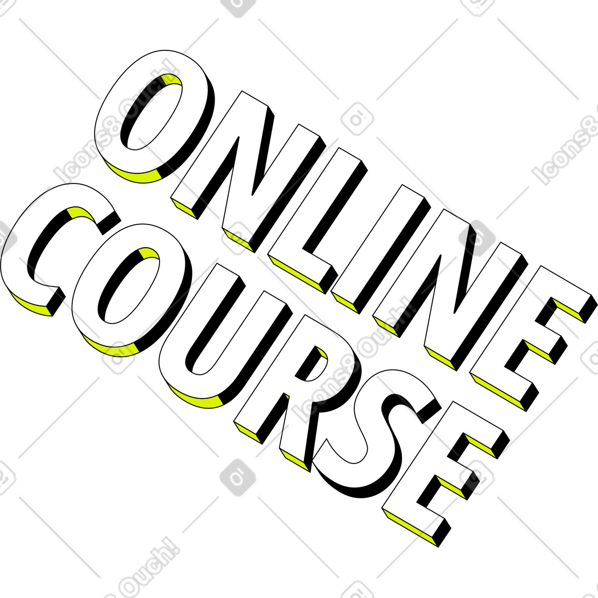 Ilustração de Letras do texto curso on-line em no estilo Isometric para baixar em PNG, SVG