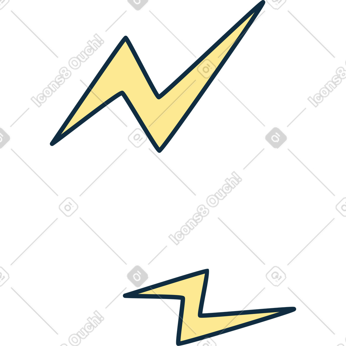 Yellow decor lightnings illustration in Bubble gum style download in PNG, SVG