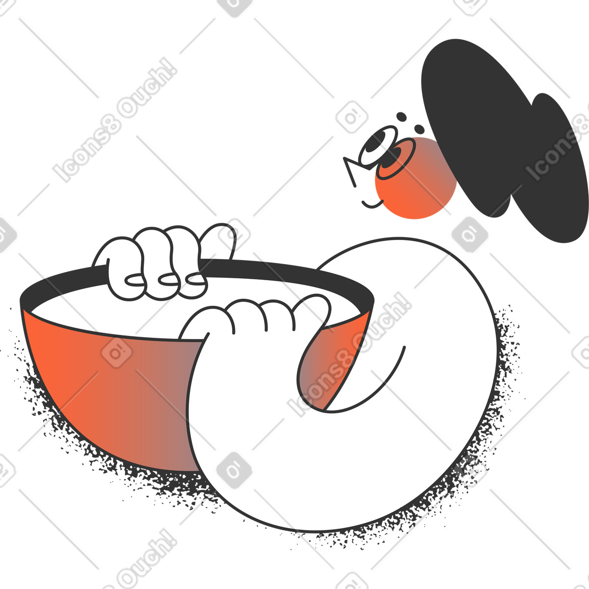 Girl with bowl illustration in PNG, SVG