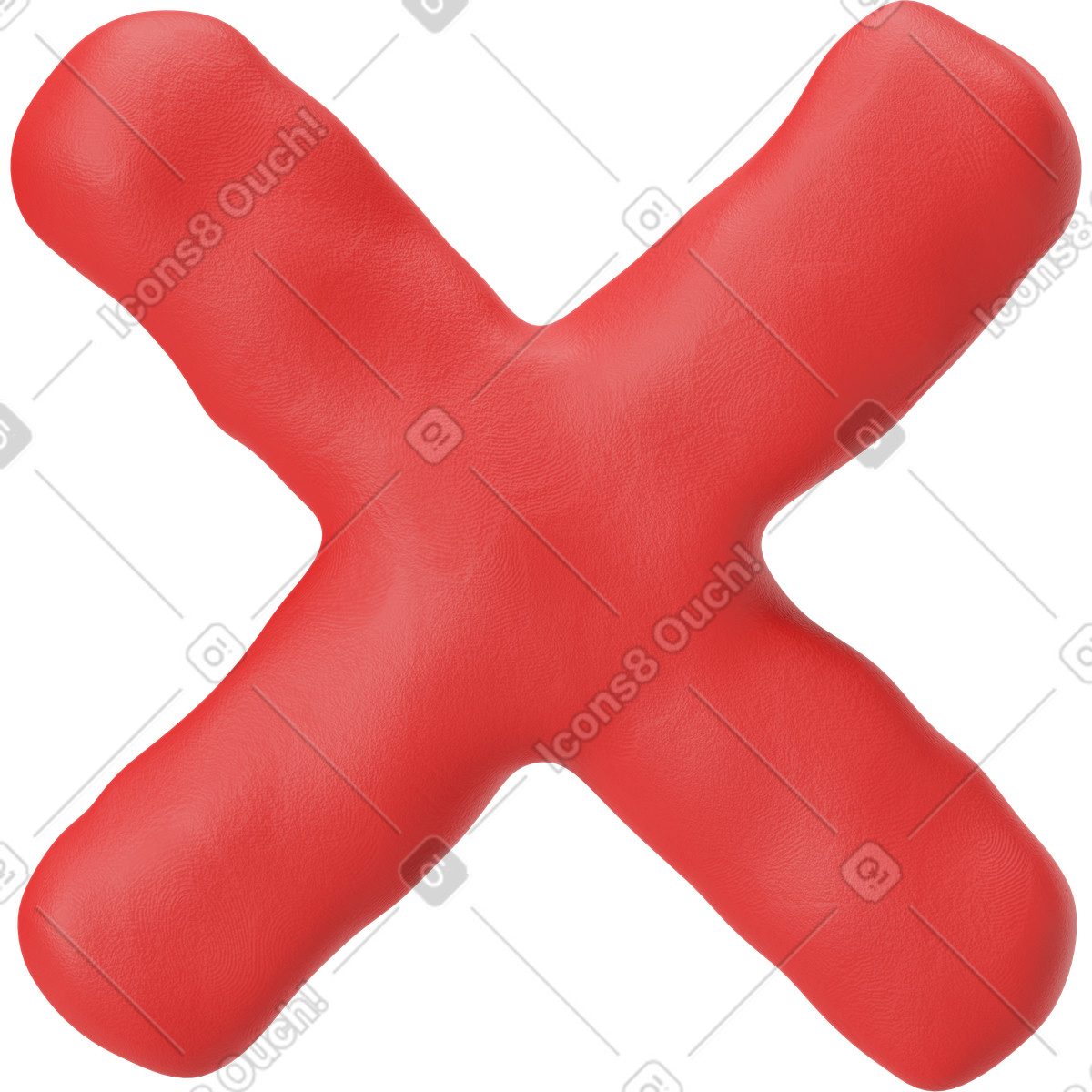Иллюстрация Красный значок удаления x в стиле 3D Plastilina — скачать в форматах PNG, SVG